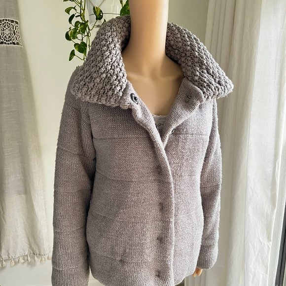 MANOUSH Anthropologie Gray Wool Blend Snap Front Sweater Cardigan Coat - Picture 3 of 14